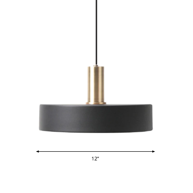 Lampe suspendue nordique à 1 ampoule, noire et dorée, ronde/cône/cylindre, pendentif goutte avec abat-jour en fer pour cui...