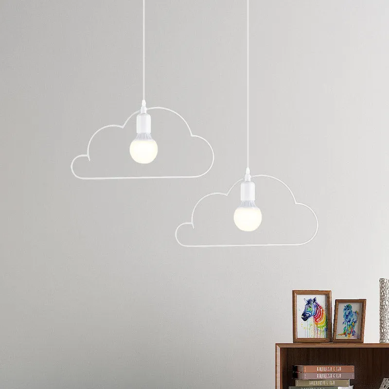 Lampe suspendue nordique multi-lumières pour cuisine, 2 ampoules, noir/blanc, avec cadre en fer nuage Clearhalo