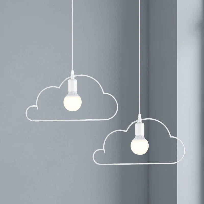 Lampe suspendue nordique multi-lumières pour cuisine, 2 ampoules, noir/blanc, avec cadre en fer nuage Clearhalo