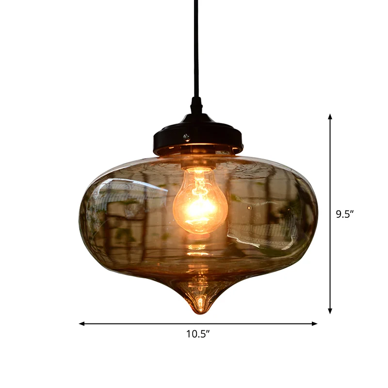 Lampe suspendue ombragée en verre soufflé Simplicity, luminaire suspendu pour restaurant à 1 ampoule Clearhalo