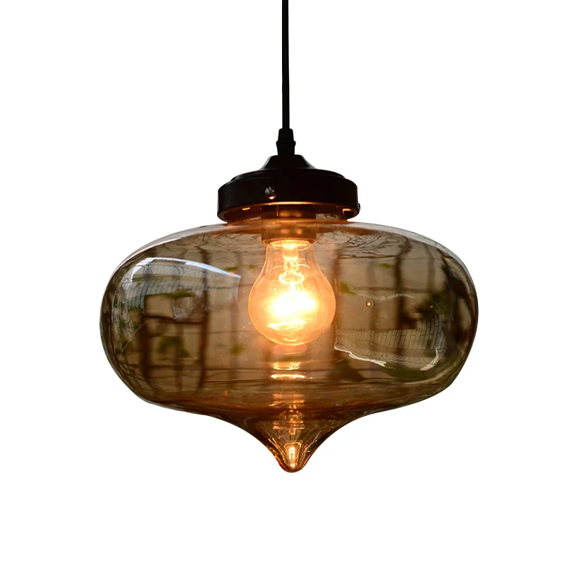Lampe suspendue ombragée en verre soufflé Simplicity, luminaire suspendu pour restaurant à 1 ampoule Clearhalo