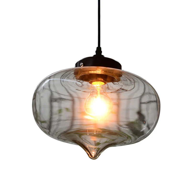 Lampe suspendue ombragée en verre soufflé Simplicity, luminaire suspendu pour restaurant à 1 ampoule Clearhalo