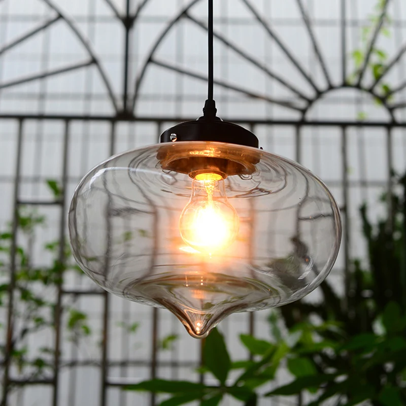 Lampe suspendue ombragée en verre soufflé Simplicity, luminaire suspendu pour restaurant à 1 ampoule Clearhalo