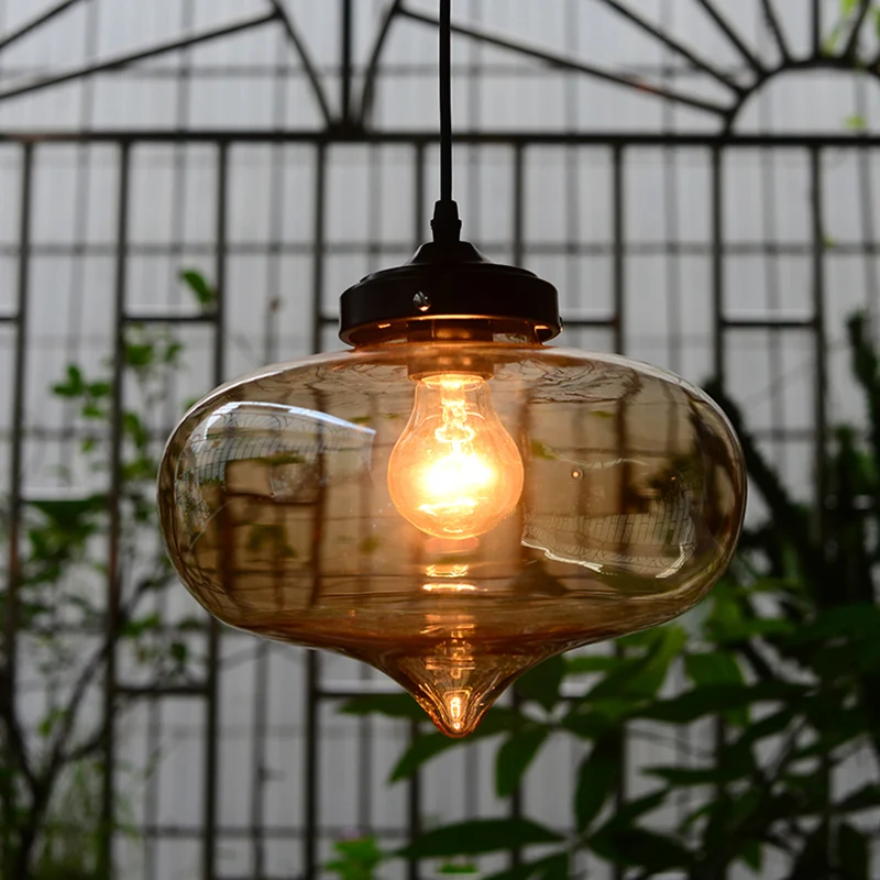 Lampe suspendue ombragée en verre soufflé Simplicity, luminaire suspendu pour restaurant à 1 ampoule Clearhalo