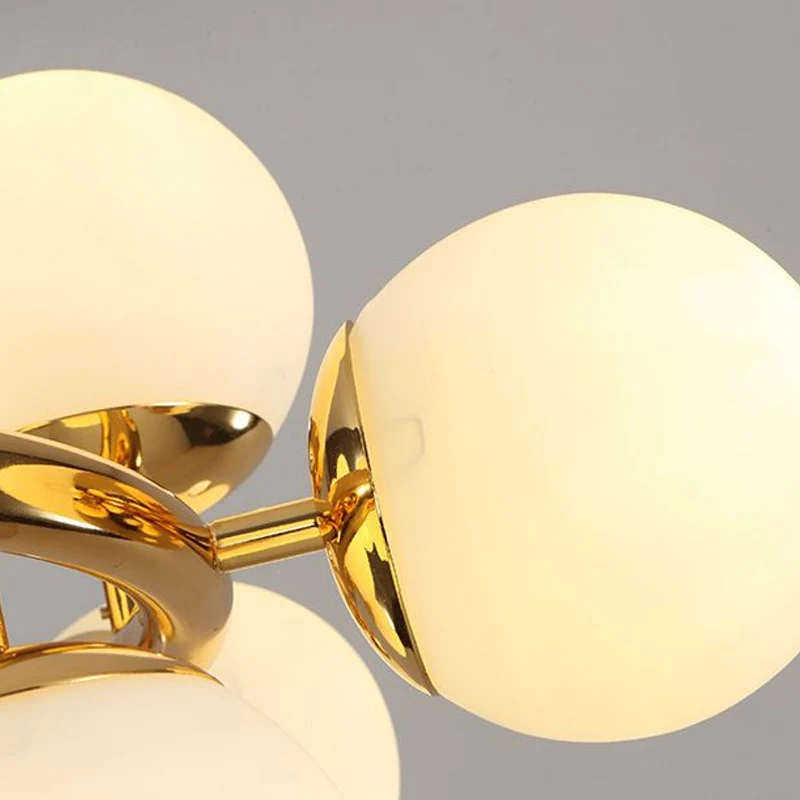 Lampe suspendue en perles de verre laiteux, minimaliste, 16 ampoules, luminaire d'île en laiton Clearhalo