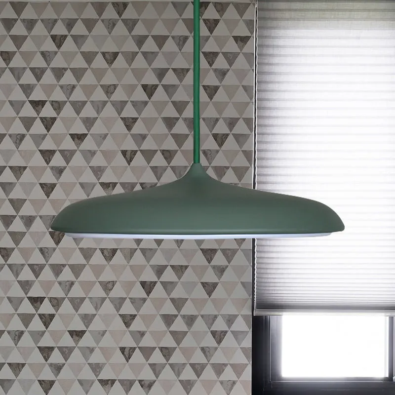 Lampe suspendue au plafond en forme de disque, métal moderniste, 10 "/ 16", diamètre 1 lumière, blanc/rose/jaune, chaud/bl...
