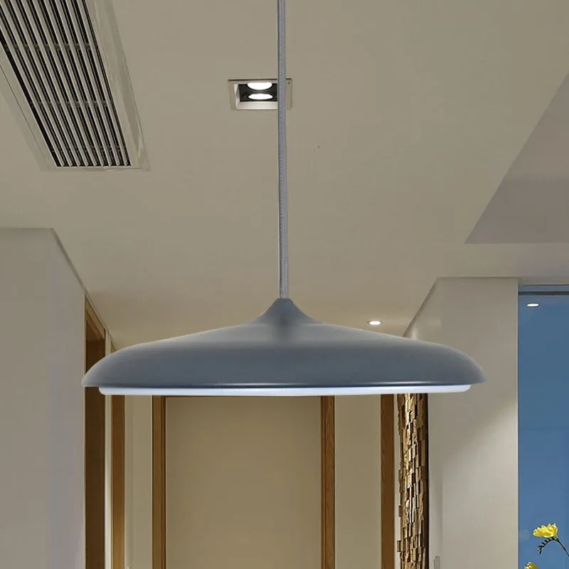 Lampe suspendue au plafond en forme de disque, métal moderniste, 10 "/ 16", diamètre 1 lumière, blanc/rose/jaune, chaud/bl...