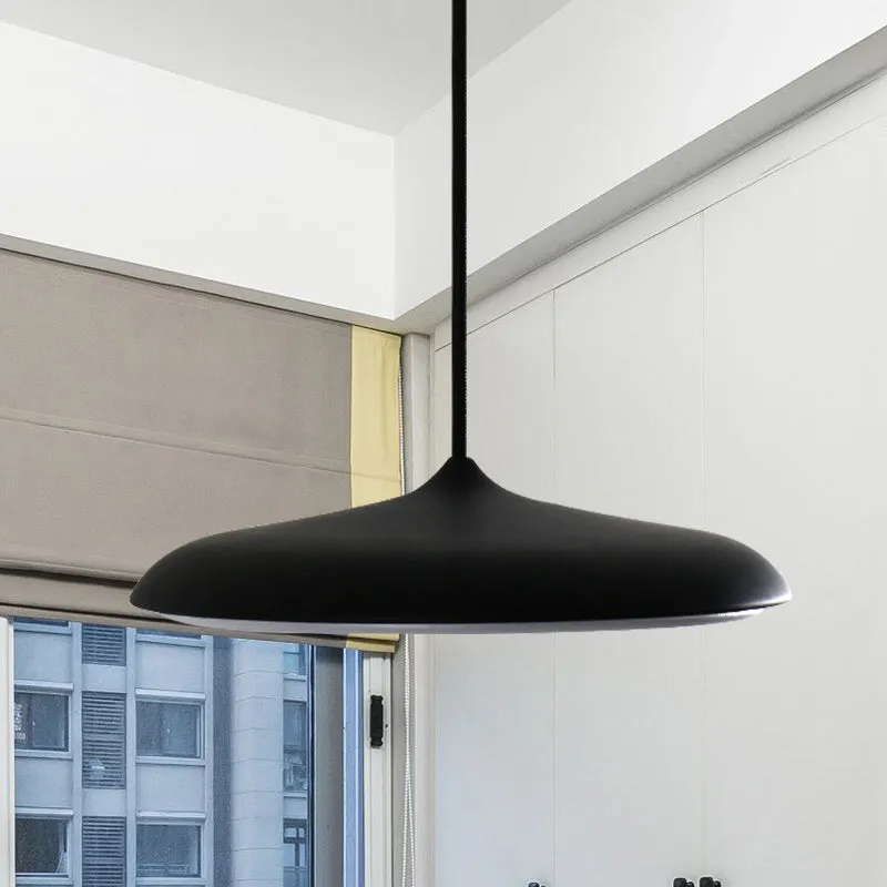 Lampe suspendue au plafond en forme de disque, métal moderniste, 10 "/ 16", diamètre 1 lumière, blanc/rose/jaune, chaud/bl...