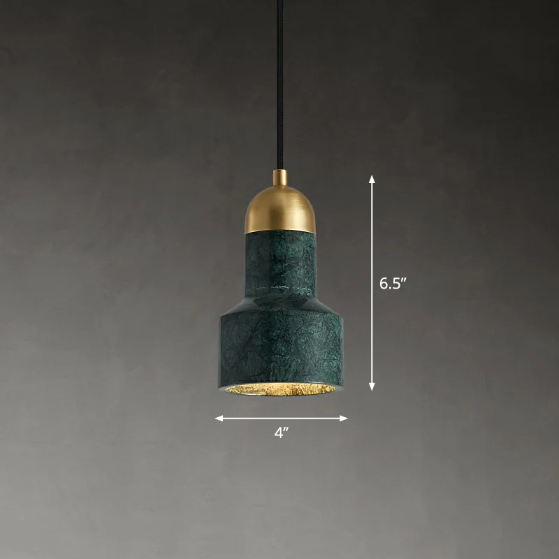 Lampe suspendue post-moderne à une ampoule en marbre, éclairage vers le bas, au-dessus de la table Clearhalo