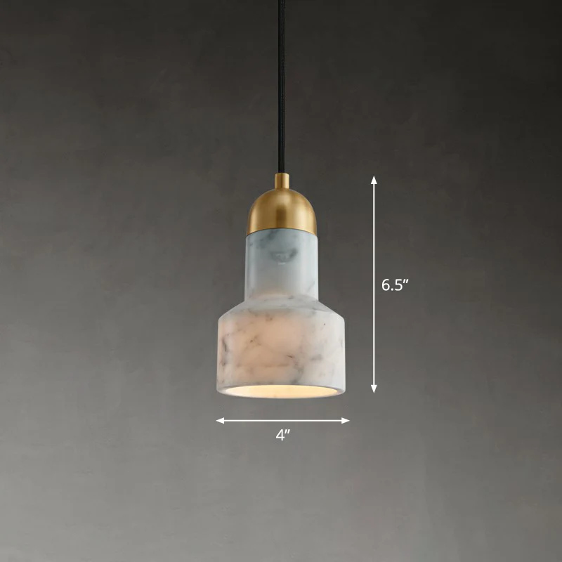 Lampe suspendue post-moderne à une ampoule en marbre, éclairage vers le bas, au-dessus de la table Clearhalo