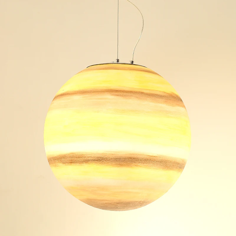 Lampe suspendue pour chambre à coucher à ampoule unique en verre bleu clair/jaune, sphère Saturne/Terre pour enfants, 8"/1...