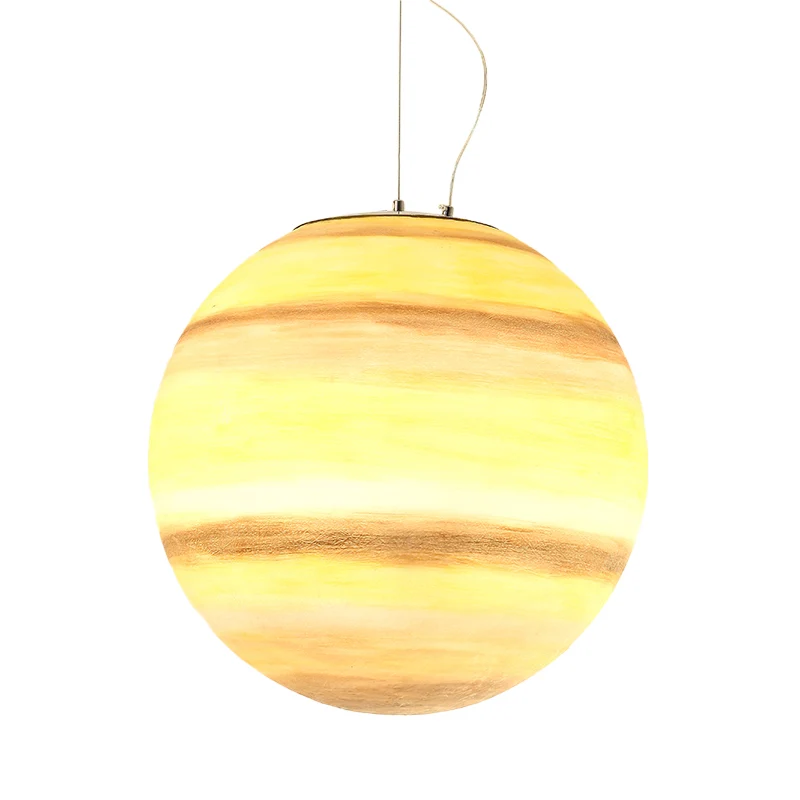 Lampe suspendue pour chambre à coucher à ampoule unique en verre bleu clair/jaune, sphère Saturne/Terre pour enfants, 8"/1...