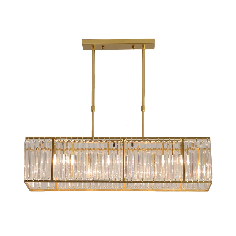 Lampe suspendue rectangulaire en cristal clair, 3 têtes, éclairage traditionnel pour salle à manger Clearhalo