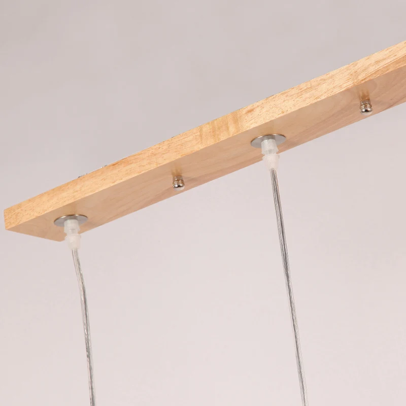 Lampe suspendue rectangulaire en verre opalin Simplicity à 3 têtes en bois Clearhalo