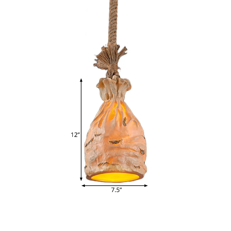 Lampe suspendue en résine à 1 ampoule, lampe à Suspension traditionnelle marron foncé/Beige pour sac d'argent Clearhalo