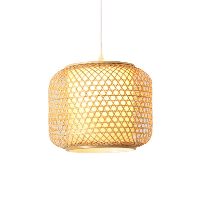 Lampe suspendue rustique à 1 tête en bois, abat-jour tissé, luminaire décoratif d'intérieur, idéal pour un Restaurant Clea...