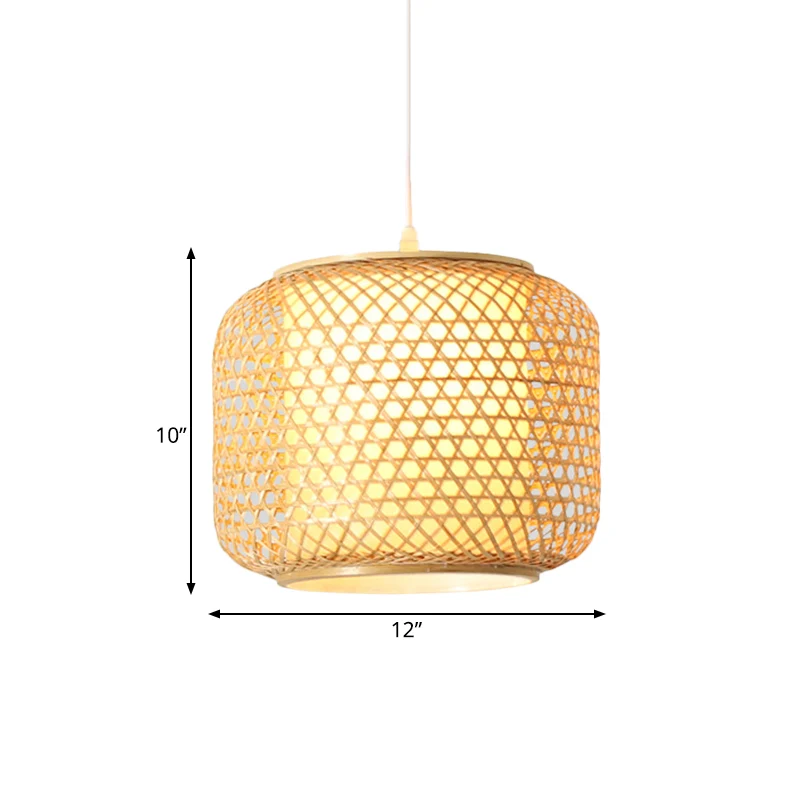 Lampe suspendue rustique à 1 tête en bois, abat-jour tissé, luminaire décoratif d'intérieur, idéal pour un Restaurant Clea...