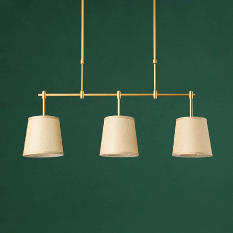 Lampe suspendue en tissu Barrel Island, lampe suspendue traditionnelle à 3 lumières pour salle à manger, blanc/vert/lin Cl...