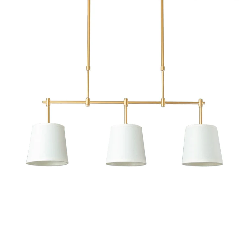 Lampe suspendue en tissu Barrel Island, lampe suspendue traditionnelle à 3 lumières pour salle à manger, blanc/vert/lin Cl...