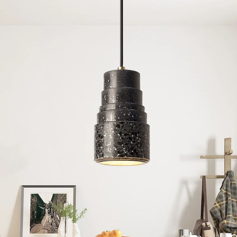 Lampe suspendue à tube nordique à plusieurs niveaux Terrazzo, lampe de chevet à 1 lumière, noire Clearhalo