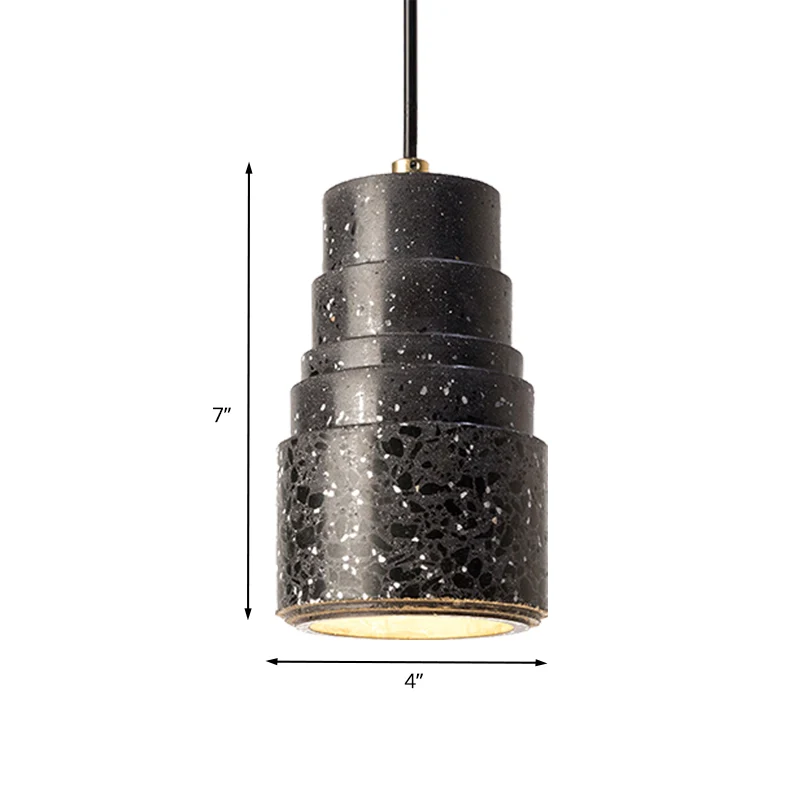 Lampe suspendue à tube nordique à plusieurs niveaux Terrazzo, lampe de chevet à 1 lumière, noire Clearhalo