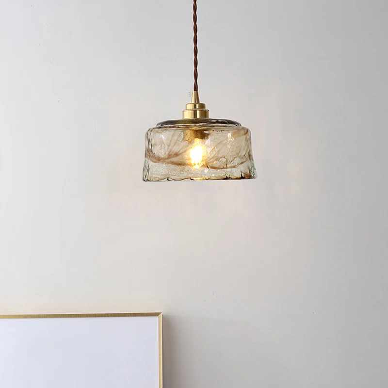 Lampe suspendue en verre de Style moderne, support de lampe en laiton, lampe de chevet avec fil de suspension réglable de...