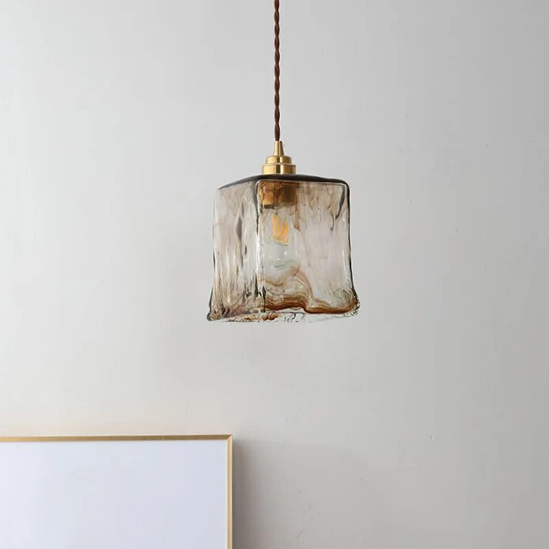 Lampe suspendue en verre de Style moderne, support de lampe en laiton, lampe de chevet avec fil de suspension réglable de...