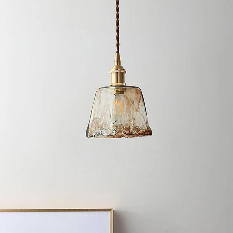 Lampe suspendue en verre de Style moderne, support de lampe en laiton, lampe de chevet avec fil de suspension réglable de...
