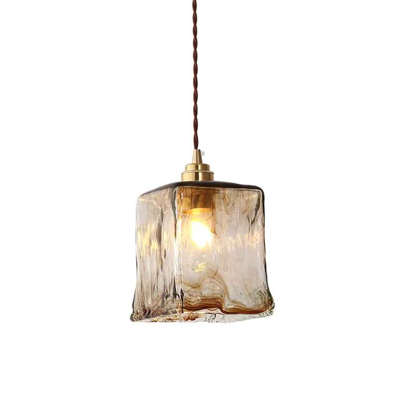 Lampe suspendue en verre de Style moderne, support de lampe en laiton, lampe de chevet avec fil de suspension réglable de...