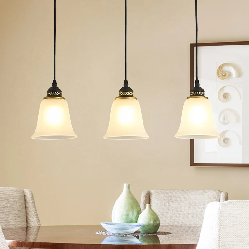 Lampe suspendue Vintage en verre dépoli noir à 3 têtes, lampe suspendue Multiple pour Restaurant Clearhalo