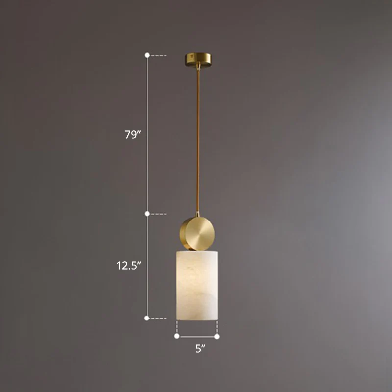 Lampe à suspension en bloc de marbre minimaliste à 1 lumière dorée pour chambre à coucher Clearhalo