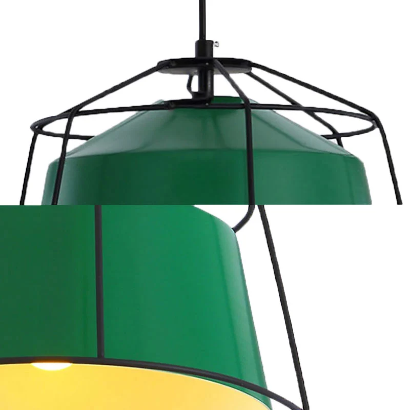 Lampe à suspension de cuisine en forme de grange avec cage en métal, lampe à suspension traditionnelle à lumière unique, v...
