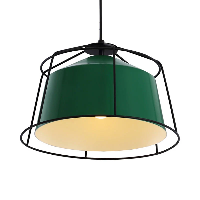 Lampe à suspension de cuisine en forme de grange avec cage en métal, lampe à suspension traditionnelle à lumière unique, v...