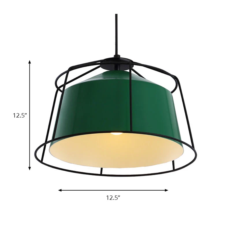 Lampe à suspension de cuisine en forme de grange avec cage en métal, lampe à suspension traditionnelle à lumière unique, v...