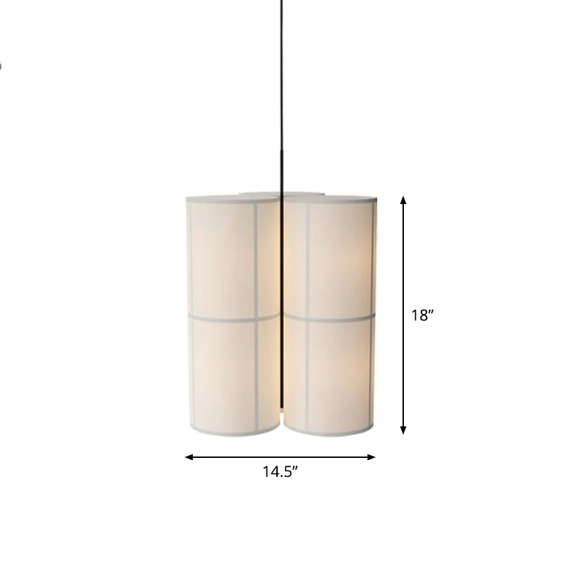 Lampe à suspension cylindrique blanche minimaliste 1 tête pendentif de plafond en tissu pour salle à manger Clearhalo