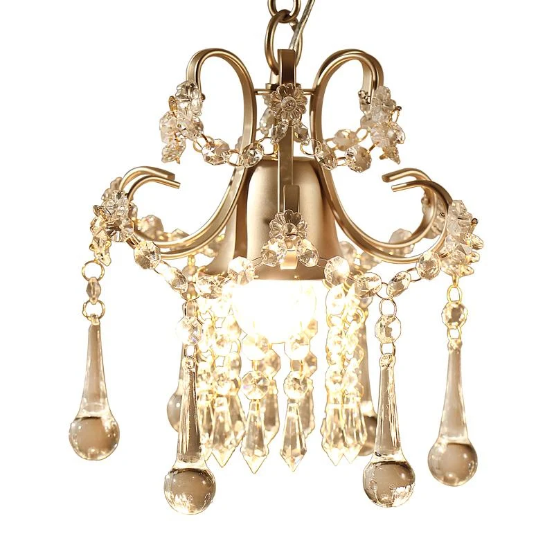 Lampe à suspension dorée à 1 ampoule, plafonnier suspendu avec cadre à défilement en métal de style classique avec gouttel...