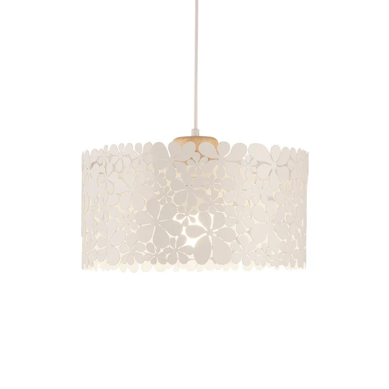 Lampe à suspension en fer à tambour avec pétales découpés, plafonnier suspendu moderne à 1 tête blanche pour salle à mange...
