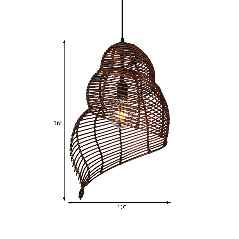 Lampe à suspension en forme de conque en rotin, lampe rustique à tête unique pour restaurant et salle à manger Clearhalo