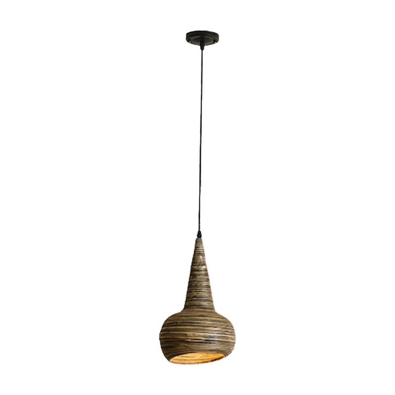 Lampe à Suspension en forme d'urne en bambou, éclairage vers le bas, modernisme, 1 tête, marron, pour Restaurant Clearhalo