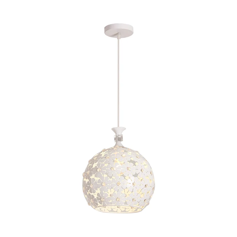Lampe à suspension en forme de goutte de fleur blanche, lampe à suspension moderne en fer à 1 ampoule avec design globe Cl...