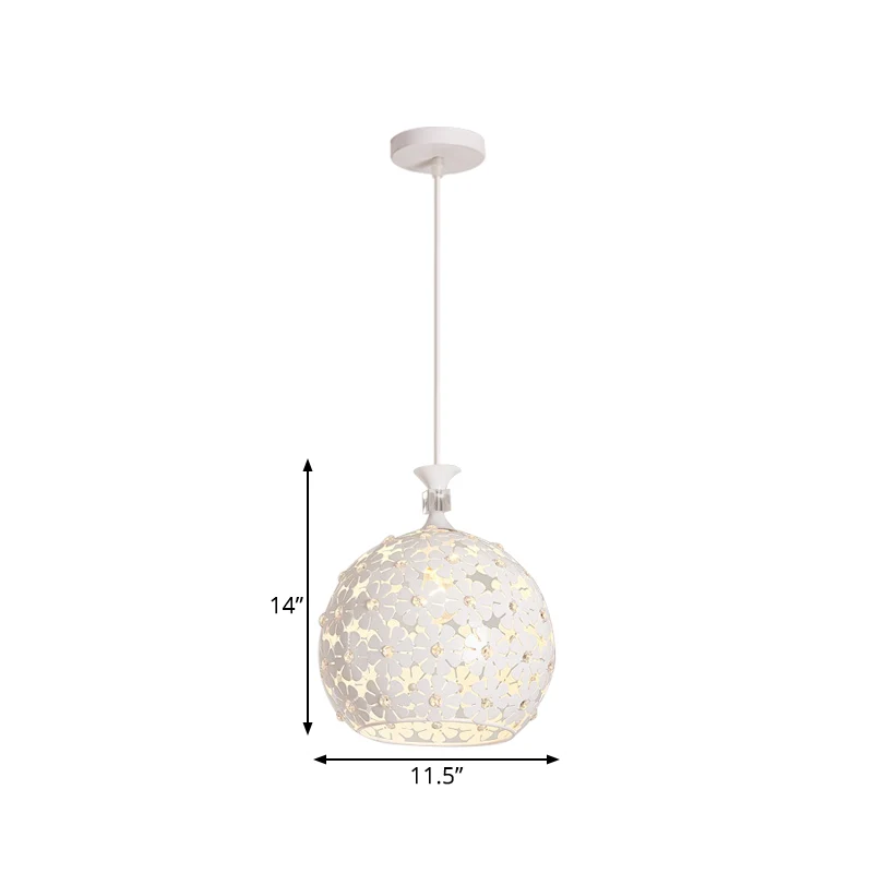 Lampe à suspension en forme de goutte de fleur blanche, lampe à suspension moderne en fer à 1 ampoule avec design globe Cl...