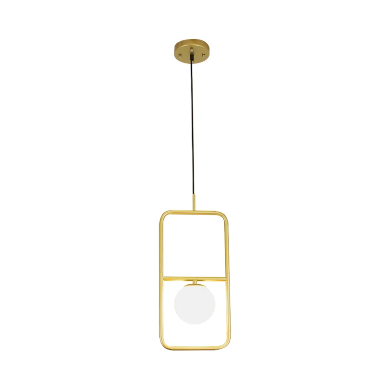 Lampe à suspension Globe en verre blanc, Design rectangulaire, Post-moderniste, 1/2 lumières, luminaire suspendu Led doré...