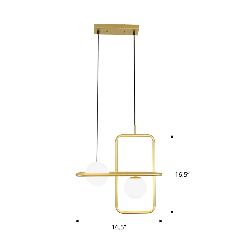 Lampe à suspension Globe en verre blanc, Design rectangulaire, Post-moderniste, 1/2 lumières, luminaire suspendu Led doré...