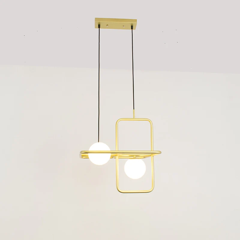 Lampe à suspension Globe en verre blanc, Design rectangulaire, Post-moderniste, 1/2 lumières, luminaire suspendu Led doré...