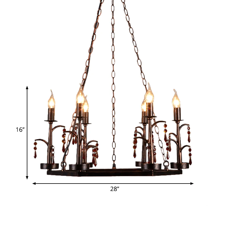 Lampe à suspension géométrique en métal rouille, 6 lumières, lustre Vintage, luminaire pour salle à manger Clearhalo