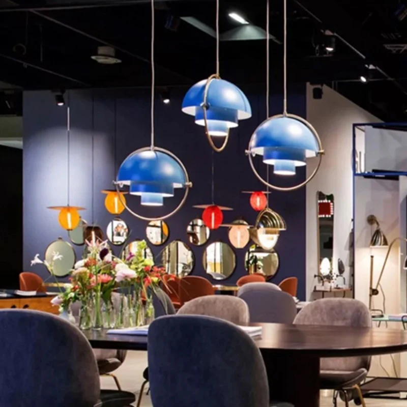Lampe à suspension hémisphérique Mobile, design créatif en métal, plafonnier unique pour salle à manger Clearhalo