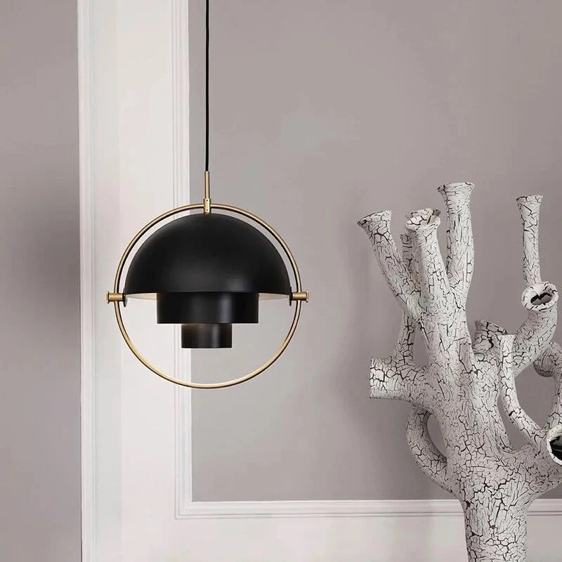 Lampe à suspension hémisphérique Mobile, design créatif en métal, plafonnier unique pour salle à manger Clearhalo
