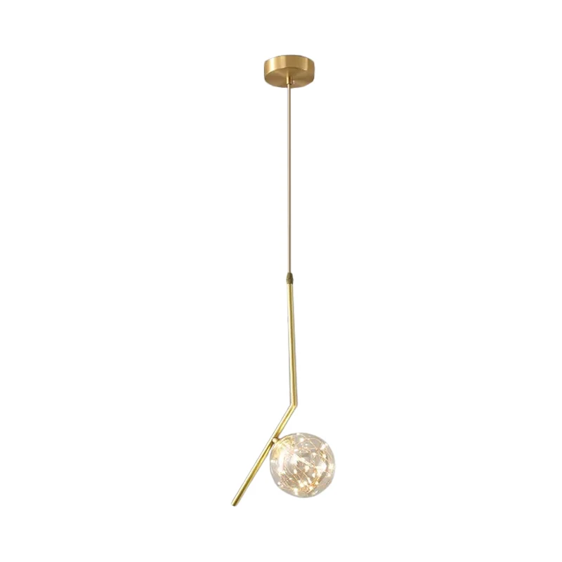 Lampe à suspension LED en verre pour salle à manger, sphère moderne, plafond en laiton Clearhalo