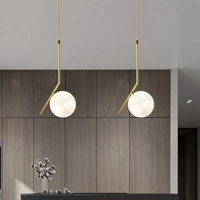 Lampe à suspension LED en verre pour salle à manger, sphère moderne, plafond en laiton Clearhalo