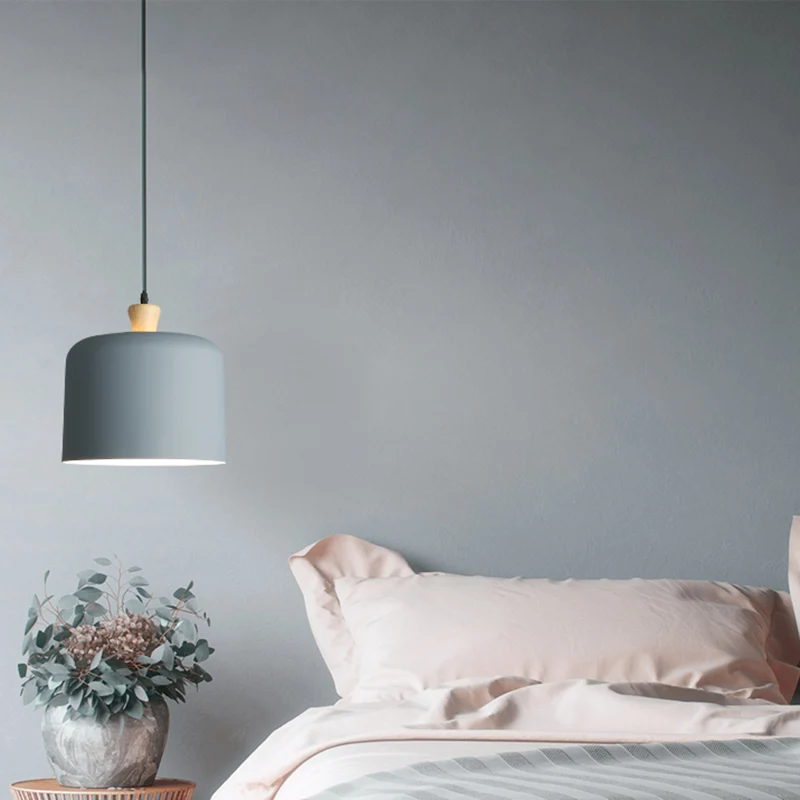 Lampe à suspension moderne en forme de tambour en métal à 1 lumière pour salle à manger en gris Clearhalo